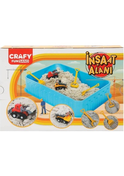 3470 Crafy Inşaat Alanı Oyun Kumu Seti 250 gr 7 Parça Kız Erkek Çocuk Oyuncak Eğitici Oyuncaklar