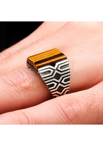 Kaplangözü Taşlı 925 Ayar Erkek Gümüş Yüzük