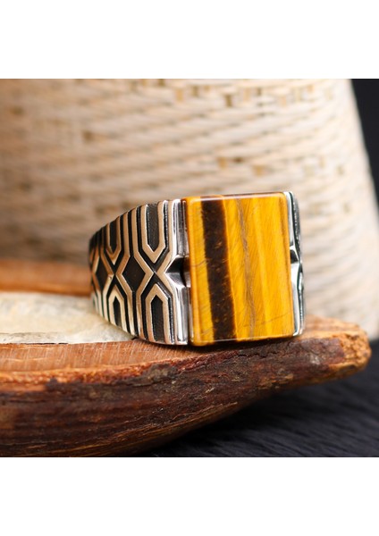 Kaplangözü Taşlı 925 Ayar Erkek Gümüş Yüzük fiyatları