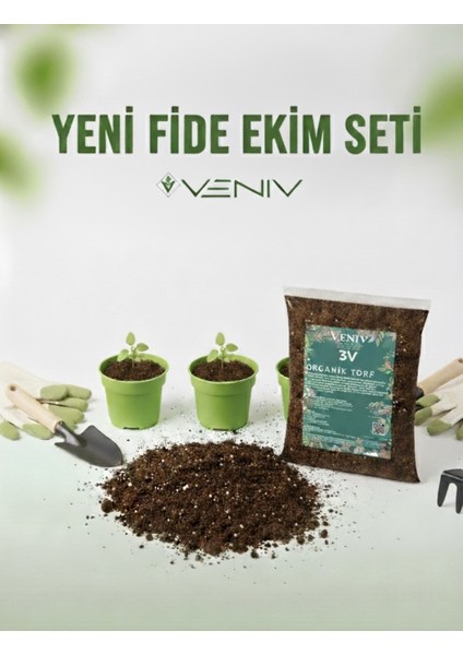 Yeni Fide Dikim Seti- 3 Adet 5.5 cm Saksı + 2l Torf Toprak
