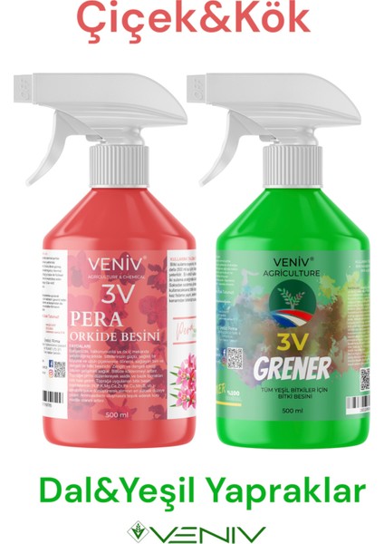 Pera & Grener Bitki Besin Seti – Kök, Dal, Çiçek & Genel Besin Desteği (500 ml x 2)