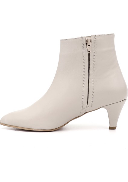 Kadın Bej Fermuarlı Sivri Burun Hakiki Deri Bot modelleri