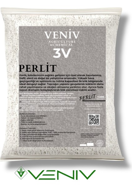 3V Tarım Perliti- Bitki Geliştirici – Havalandırıcı, Su Tutucu, Köklendirici&drenaj Düzenleyici 2l