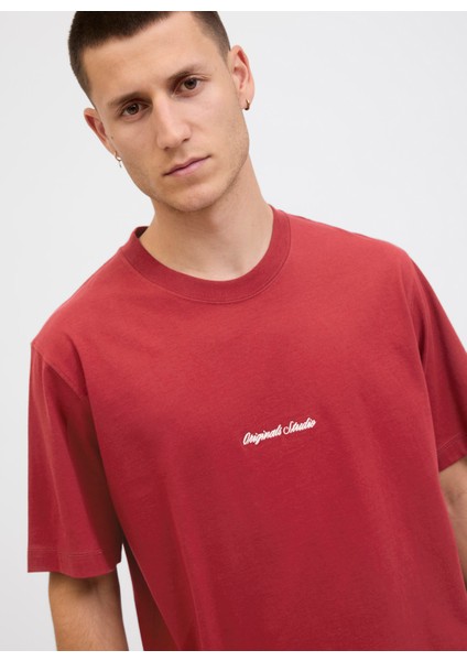 Bisiklet Yaka Kırmızı Erkek T-Shirt 12282892_JORNORREBRO Emb Tee Ss Cre modelleri