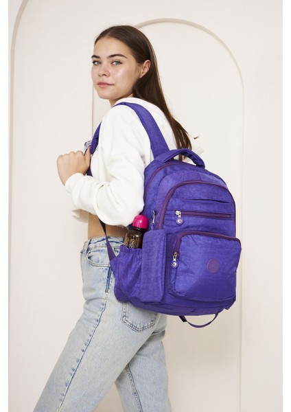 Mor SHK130 Su Geçirmez Krinkıl Kumaş 6 Bölmeli Okul Sırt Çantası