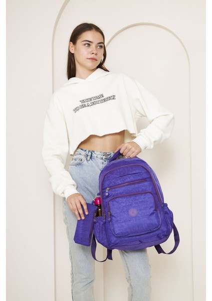 Mor SHK130 Su Geçirmez Krinkıl Kumaş 6 Bölmeli Okul Sırt Çantası fiyatları