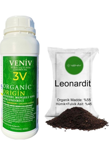 3V Origin Köklendirici 1l 1 kg Leonardit %45 Hümik Fulvik Asit- Köklendirici-Ph Dengeleyici