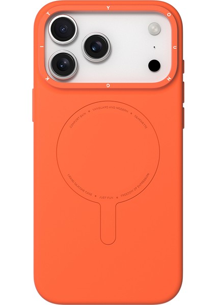 iPhone 17 Pro Uyumlu Kılıf M-Safe Şarj Özellikli Youngkit Morandi Serisi Kapak Turuncu