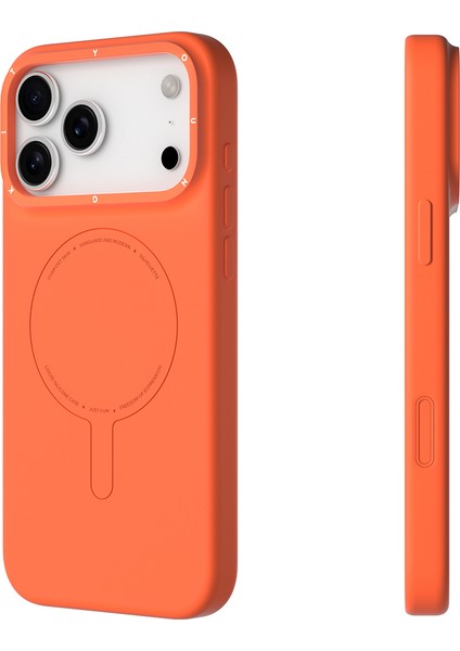 iPhone 17 Pro Uyumlu Kılıf M-Safe Şarj Özellikli Youngkit Morandi Serisi Kapak Turuncu