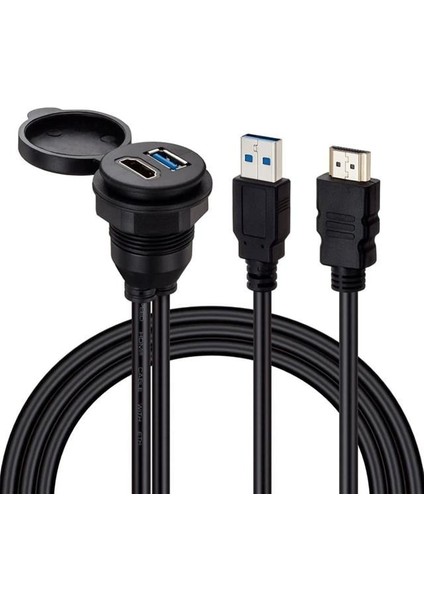 PM-12428 USB 3.0 + Hdmı 2 Metre Uzatma Kablolu Araç Kontrol Paneli (Gömme Montaj)