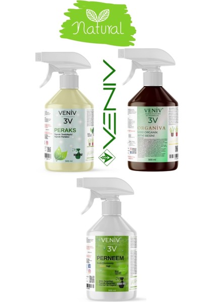 3V Organik Bitki Bakım Koruma Köklendirici ve Çiçeklendirici Set