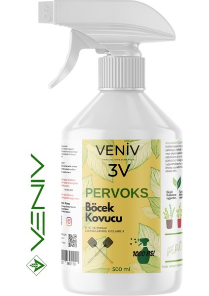 3V Pervoks Böcek Kovucu- Beyaz Sinek- Unlu Bit- Yaprak Biti- Trips- Kırmızı Örümcek- Yeşil Sinek