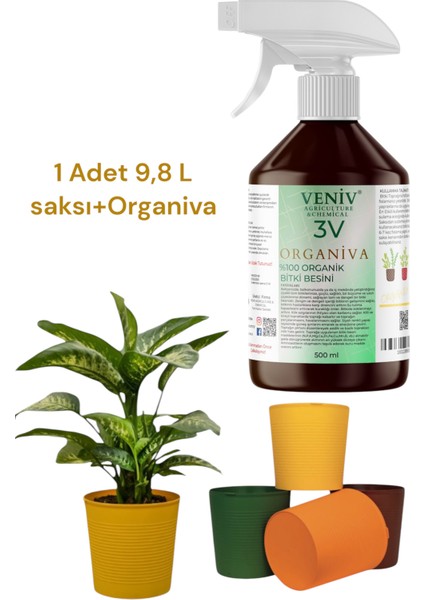 Organiva Organik Bitki Besini 500ML Kırılmaz 9.8l Saksı Seti – Sağlıklı Büyüme ve Güçlü Kökler
