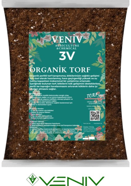 3V Organik Torf Bitki Toprağı 2 Litre– Perlit Içerikli Bitkileriniz Için Doğal ve Verimli Toprak