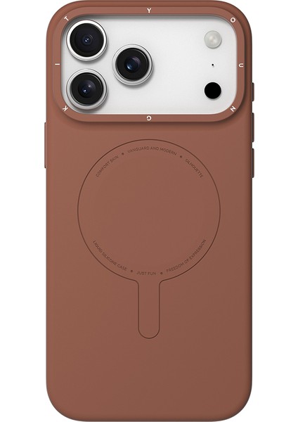 iPhone 17 Pro Max Uyumlu Kılıf M-Safe Şarj Özellikli Youngkit Morandi Serisi Kapak Kahverengi