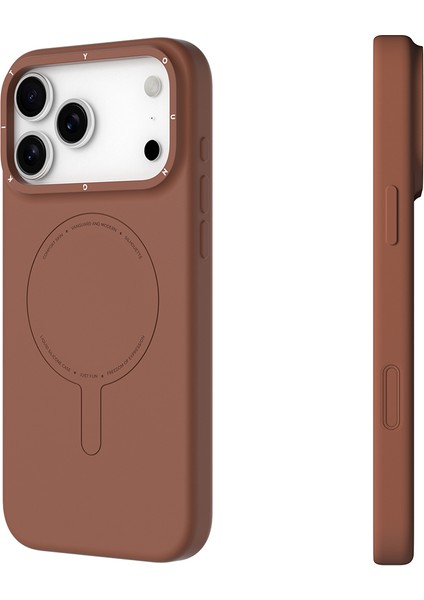 iPhone 17 Pro Max Uyumlu Kılıf M-Safe Şarj Özellikli Youngkit Morandi Serisi Kapak Kahverengi modelleri