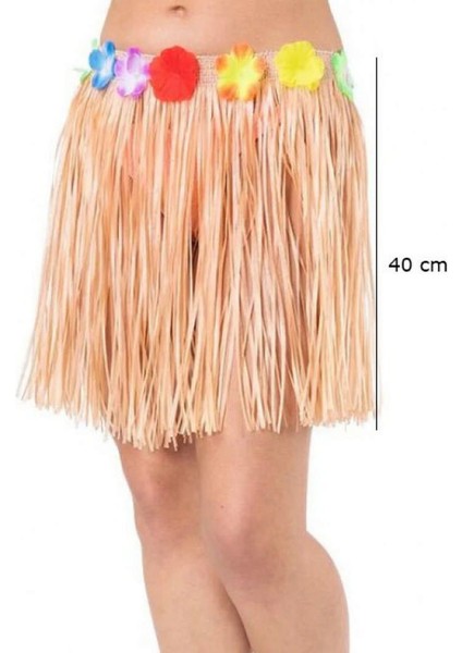 Techmrt Yetişkin ve Çocuk Uyumlu Saman Renk Püsküllü Hawaii Luau Hula Etek 40