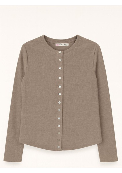 4771 Kadın Örme Basic Selanik Hırka Vizon