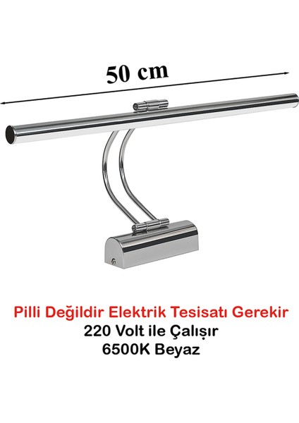 Flüt LED Aplik 50 cm 6500K Beyaz Işık | Modern Duvar Aydınlatma | Enerji Tasarruflu Banyo, Tablo ve Çalışma Masası Lambası
