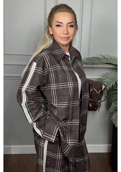 Önden Düğmeli Beli Lastikli Kadın Kahverengi Alt Üst Takım fiyatları