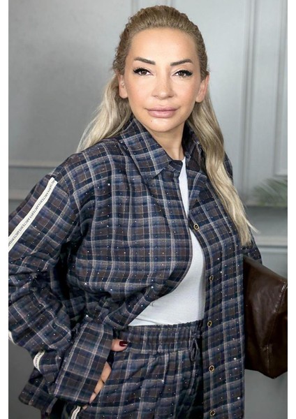 Önden Düğmeli Beli Lastikli Kadın Lacivert Alt Üst Takım fiyatları