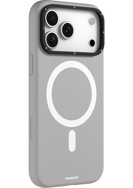 iPhone 17 Pro Max Uyumlu Kılıf M-Safe Özellikli Kamera Standlı Youngkit Gel Cream Serisi Kapak Gri fiyatları