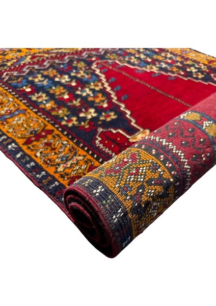 El Dokuma Çift Sıfır Eski Yahyalı Namazlık Kök Boya %100 Yün Seccade Kırmızı indirimleri