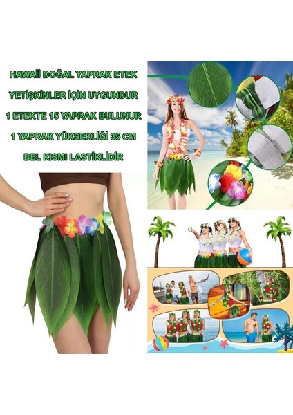 Techmrt Tropikal Esintili Hawaii Yapraklı Parti Eteği Yetişkin Boy