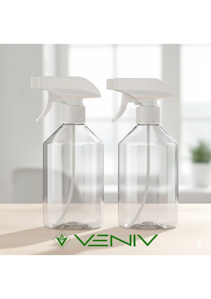 2 Adet Boş Şişe + Sprey Fısfıs Set- Kimyasala Dayanaklı 500 ml