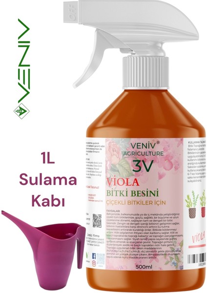 3V Viola Bitki Besini 500ML + 1l Sulama Kabı Seti