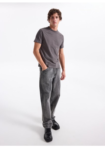 Bisiklet Yaka Gri Erkek T-Shirt 12283659_JORSTYLING Icon Tee Ss Cn modelleri