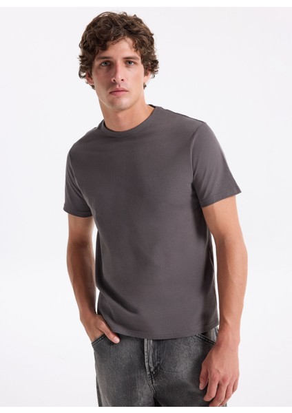 Bisiklet Yaka Gri Erkek T-Shirt 12283659_JORSTYLING Icon Tee Ss Cn fırsatları