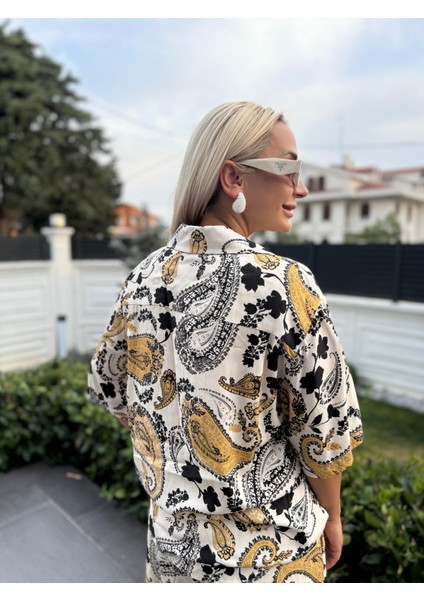 Şal Desen Kısa Kollu Gömlek Pantolon Alt Üst Takım fiyatları