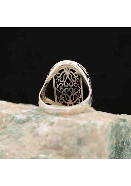 Oniks Siyah Taşlı Zarif Görünüm 925 Ayar Erkek Gümüş Yüzük fırsatları