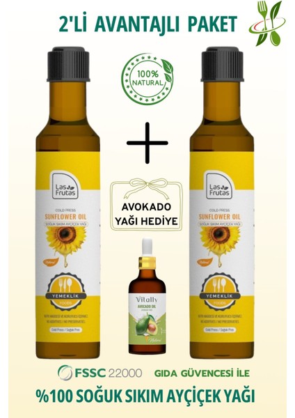 Soğuk Sıkım Ayçiçek Yağı 250 ml 2'li