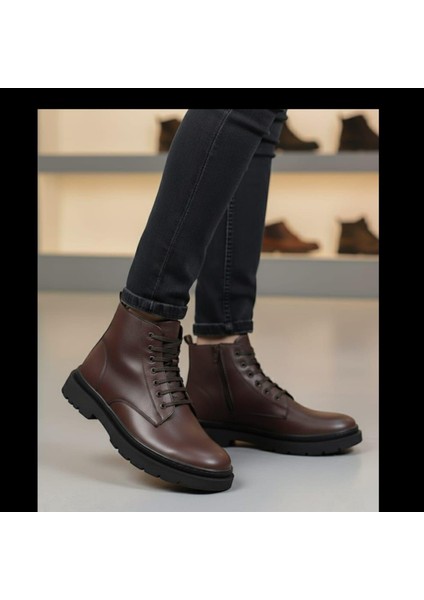 107061.M3PR Kahverengi Erkek Hakiki Deri Ortopedik Bot