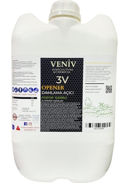 3V Opener Fosfor Element Içerikli Damlama Açıcı 20 L