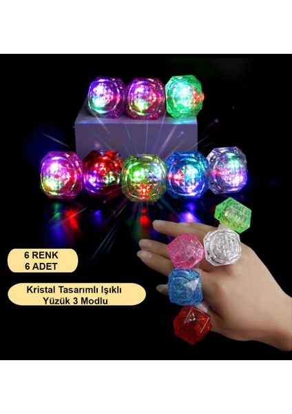 Techmrt Kristal LED Parti Yüzük Seti (6 Lı)