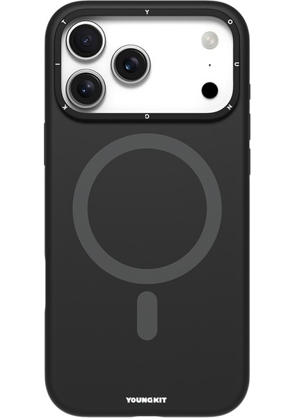 iPhone 17 Pro Max Uyumlu Kılıf M-Safe Özellikli Kamera Standlı Youngkit Gel Cream Serisi Kapak Siyah