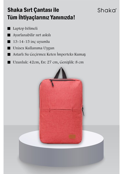 Kırmızı SHK61 3 Bölmeli 13-14-15 Inç Uyumlu Laptop Sırt Çantası modelleri