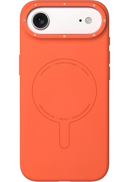 iPhone 17 Air Uyumlu Kılıf M-Safe Şarj Özellikli Youngkit Morandi Serisi Kapak Turuncu