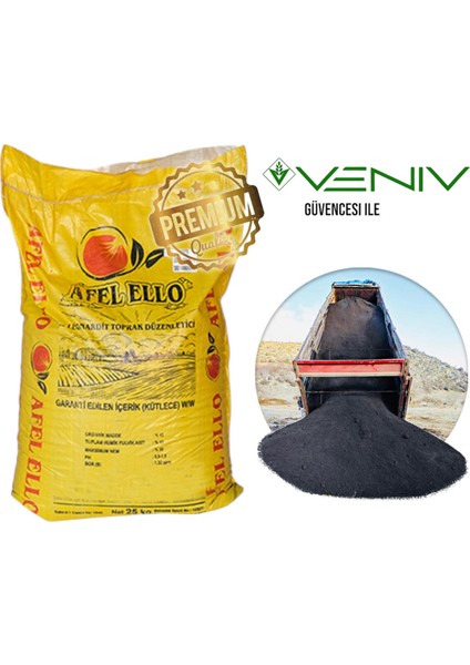 Afel Ello Ince Öğütülmüş Leonardit %40 Hümik Fulvik Asit %45 Organik Madde 25 kg