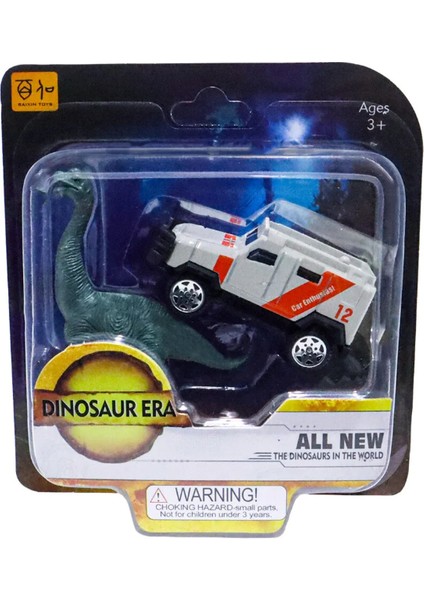 Die Cast Metal Jip ve Brontosaurus Kız Erkek Çocuk Oyuncak Eğitici Oyuncaklar