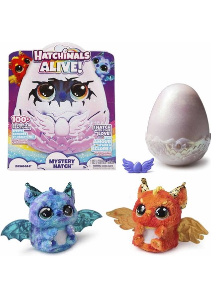 69282 Sun- Sesli ve Işıklı Hatchimals Alive Mystery Hatch Draggle Interaktif Peluş Sürpriz Yumurta K