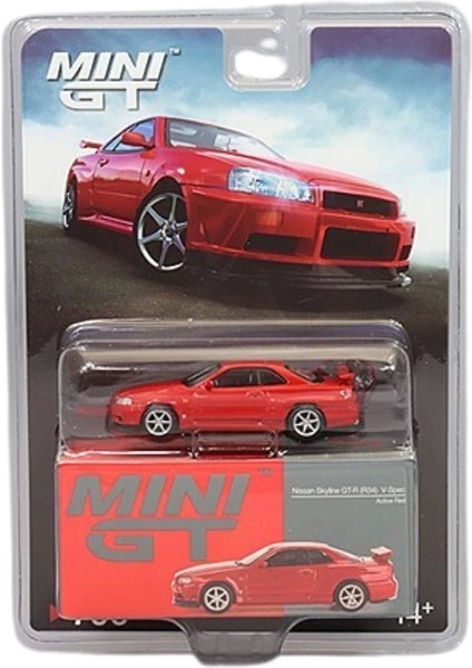 Mini Gt 1/64 Nissan Skyline GT-R(R34) V-Spec Active Red - MGT00796-BL Kız Erkek Çocuk Oyuncak Eğitic