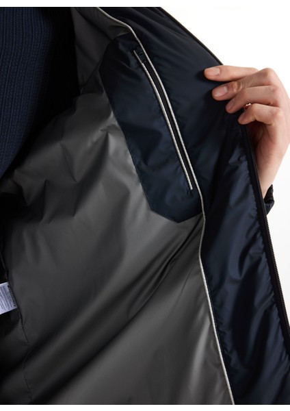 D5WM-MNT3791 Lacivert Düz Erkek Mont