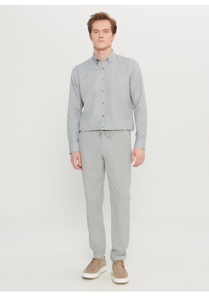 Bağlamalı Bel Normal Paça Jogger Gri Erkek Pantolon ACE001261525_GRI