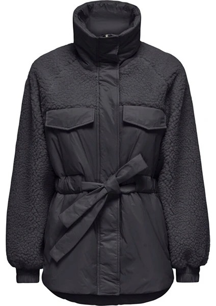 Kadın Siyah Padded Yumuşak Sıcak Tutan Mont Siyah