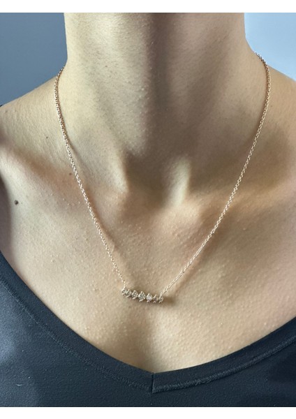 Çelik Zirkon Taşlı Kadın Kolye 20 cm