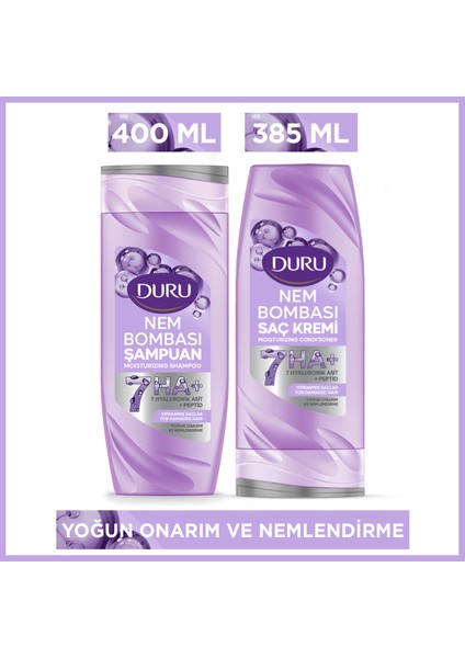 Nem Bombası Yıpranmış Saçlar Için Yoğun Onarıcı ve Nemlendirici Şampuan 400 ml & Saç Kremi 385 ml